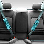 Turquoise Rose Flower Print Car Seat Belt Covers