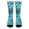 Turquoise Rose Flower Print Crew Socks