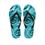 Turquoise Rose Flower Print Flip Flops