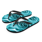 Turquoise Rose Flower Print Flip Flops