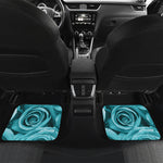 Turquoise Rose Flower Print Front and Back Car Floor Mats