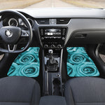 Turquoise Rose Flower Print Front Car Floor Mats