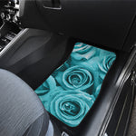 Turquoise Rose Flower Print Front Car Floor Mats