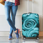Turquoise Rose Flower Print Luggage Cover