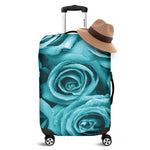 Turquoise Rose Flower Print Luggage Cover