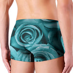 Turquoise Rose Flower Print Men's Boxer Briefs