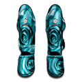 Turquoise Rose Flower Print Muay Thai Shin Guards