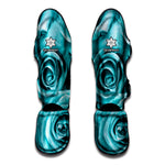 Turquoise Rose Flower Print Muay Thai Shin Guard