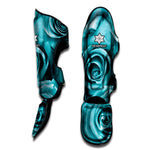 Turquoise Rose Flower Print Muay Thai Shin Guard