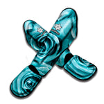 Turquoise Rose Flower Print Muay Thai Shin Guard