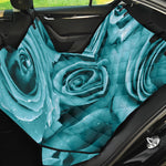 Turquoise Rose Flower Print Pet Car Back Seat Cover