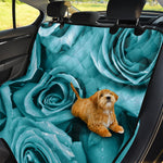 Turquoise Rose Flower Print Pet Car Back Seat Cover