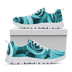 Turquoise Rose Flower Print White Sneakers