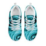 Turquoise Rose Flower Print White Sneakers