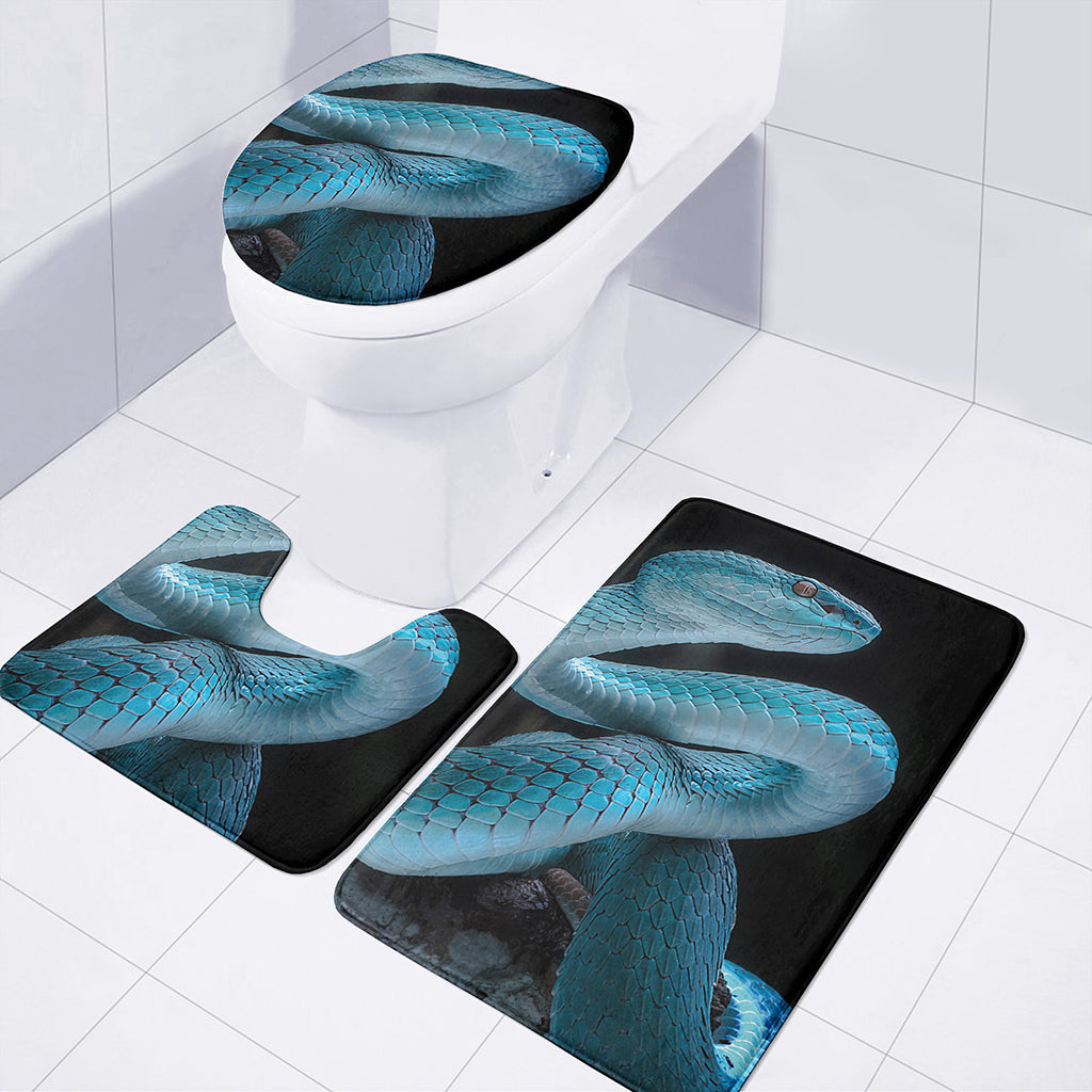 Turquoise Snake Print 3 Piece Bath Mat Set