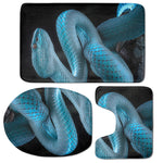 Turquoise Snake Print 3 Piece Bath Mat Set