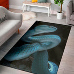 Turquoise Snake Print Area Rug