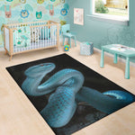Turquoise Snake Print Area Rug
