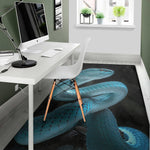 Turquoise Snake Print Area Rug