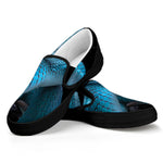 Turquoise Snake Print Black Slip On Shoes