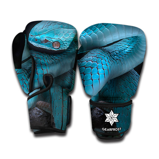Turquoise Snake Print Boxing Gloves