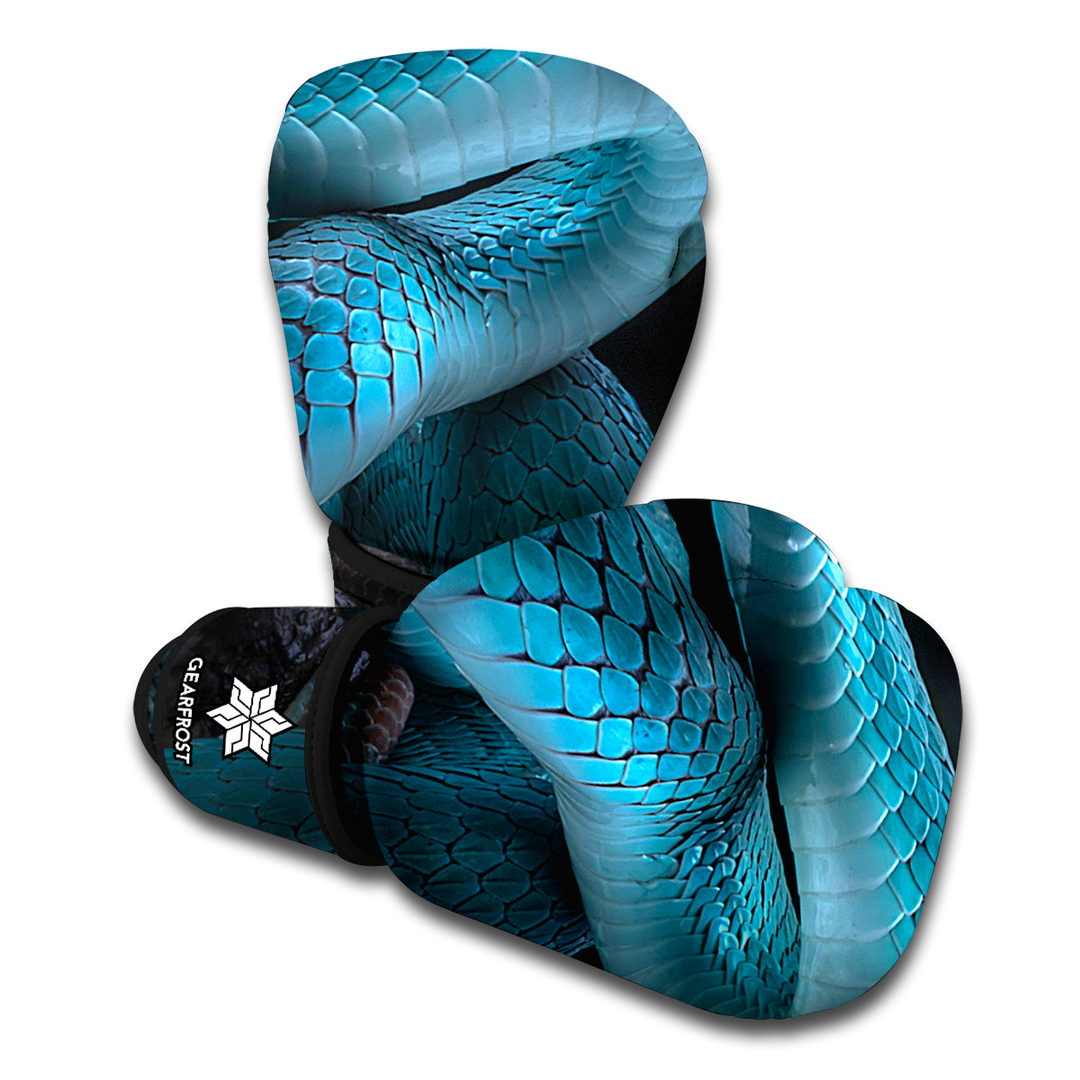 Turquoise Snake Print Boxing Gloves