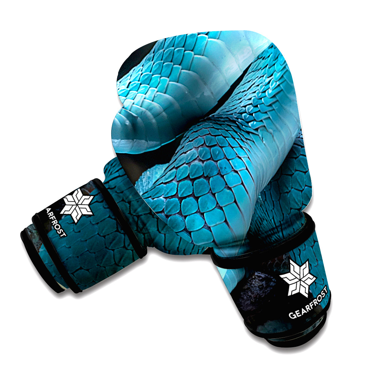 Turquoise Snake Print Boxing Gloves