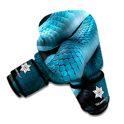 Turquoise Snake Print Boxing Gloves