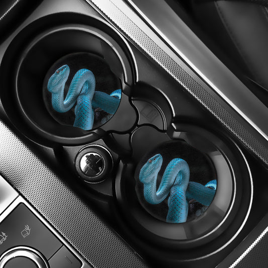 Turquoise Snake Print Car Coasters