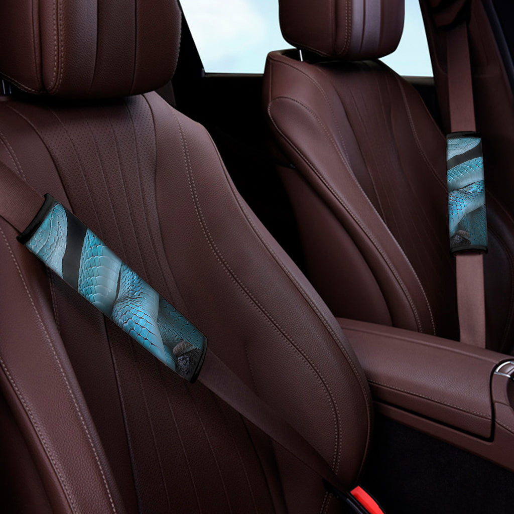 Turquoise Snake Print Car Seat Belt Covers