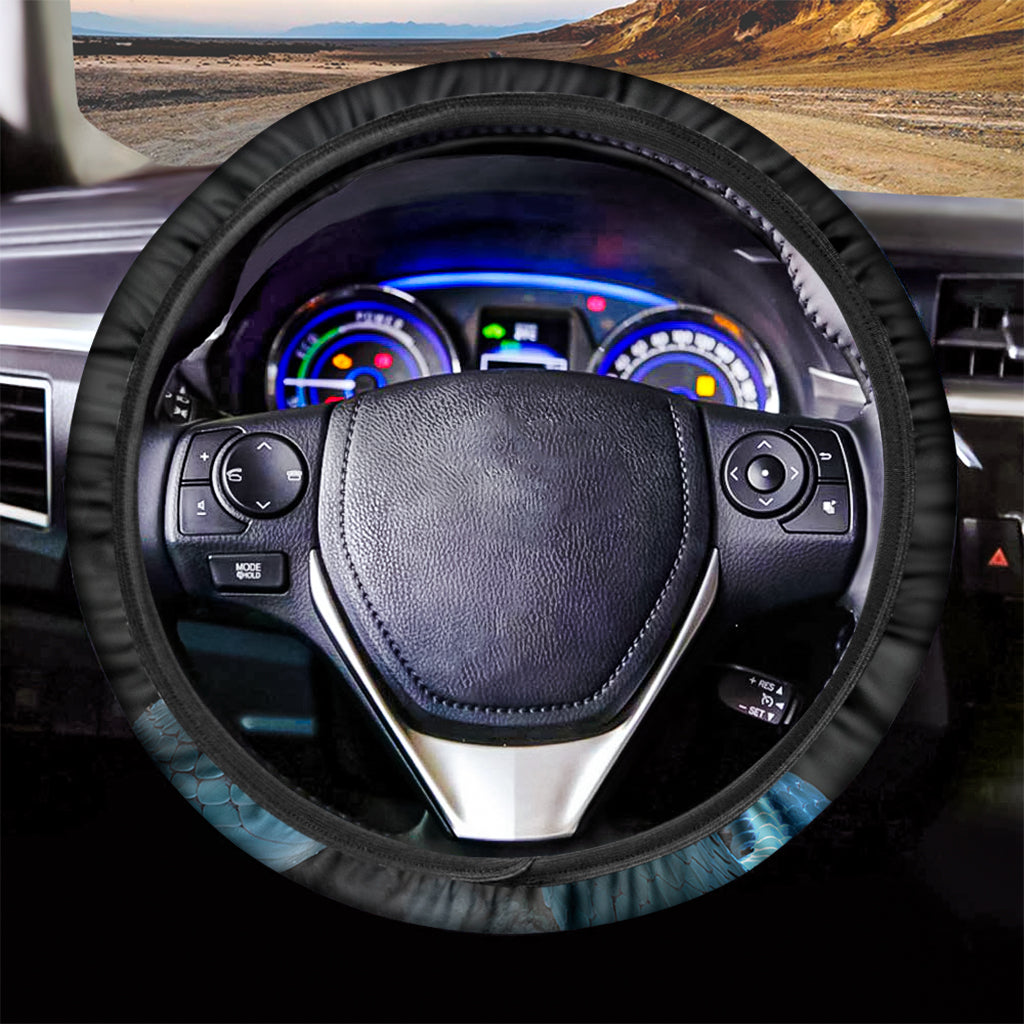 Turquoise Snake Print Car Steering Wheel Cover