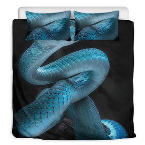 Turquoise Snake Print Duvet Cover Bedding Set