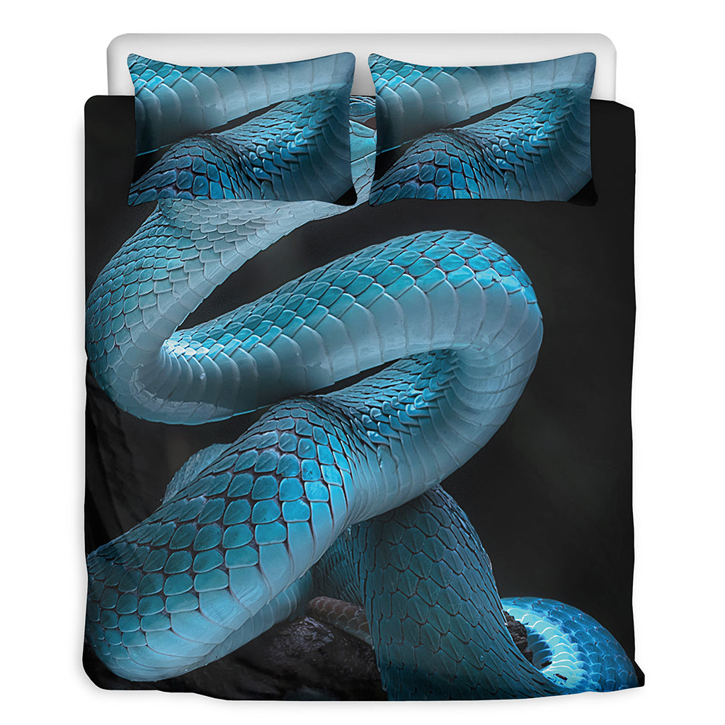 Turquoise Snake Print Duvet Cover Bedding Set