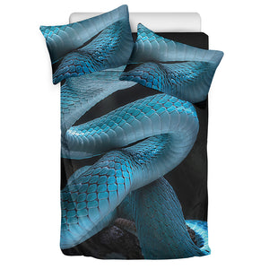 Turquoise Snake Print Duvet Cover Bedding Set