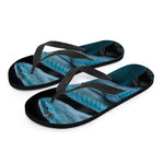 Turquoise Snake Print Flip Flops