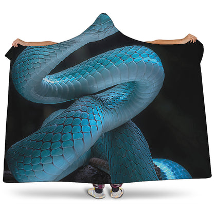Turquoise Snake Print Hooded Blanket