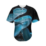 Turquoise Snake Print Men's Baseball Jersey