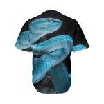Turquoise Snake Print Men's Baseball Jersey