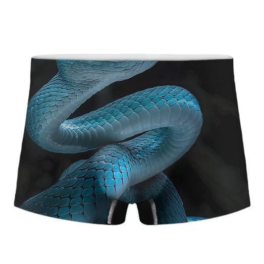 Turquoise Snake Print Men's Boxer Briefs