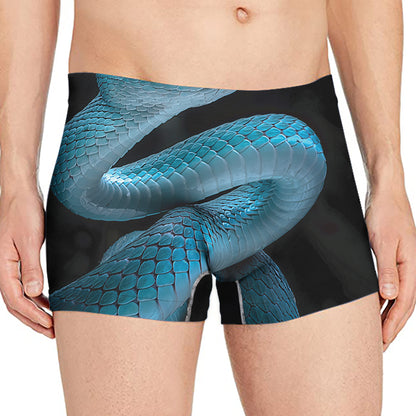 Turquoise Snake Print Men's Boxer Briefs