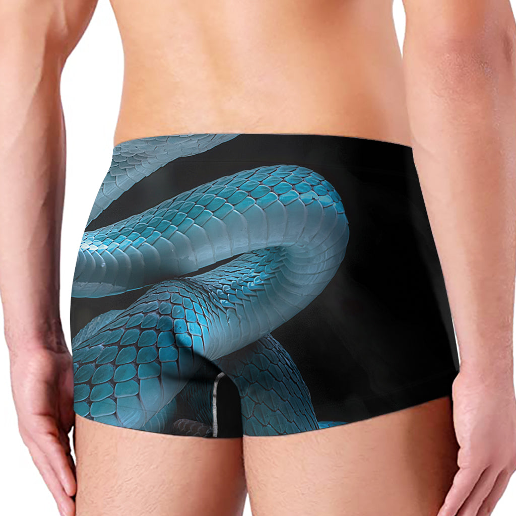 Turquoise Snake Print Men's Boxer Briefs