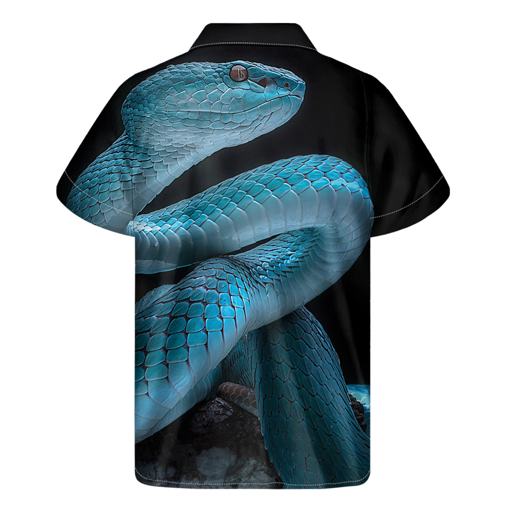 Turquoise Snake Print Men's Short Sleeve Shirt