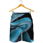 Turquoise Snake Print Men's Shorts