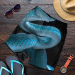 Turquoise Snake Print Men's Shorts