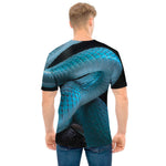 Turquoise Snake Print Men's T-Shirt