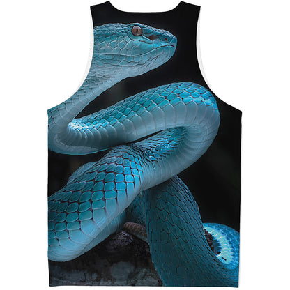 Turquoise Snake Print Men's Tank Top