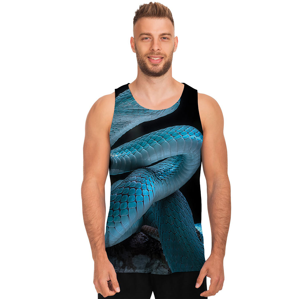 Turquoise Snake Print Men's Tank Top