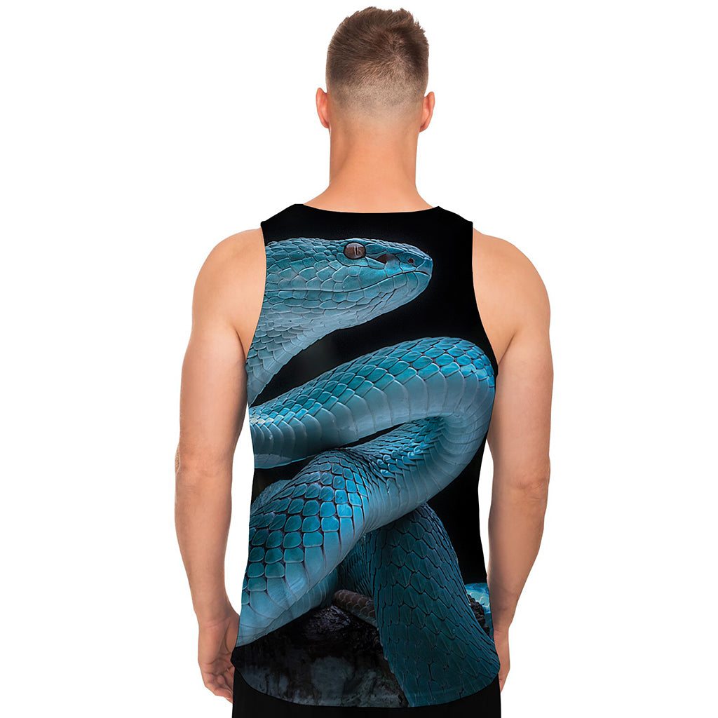 Turquoise Snake Print Men's Tank Top