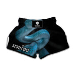 Turquoise Snake Print Muay Thai Boxing Shorts