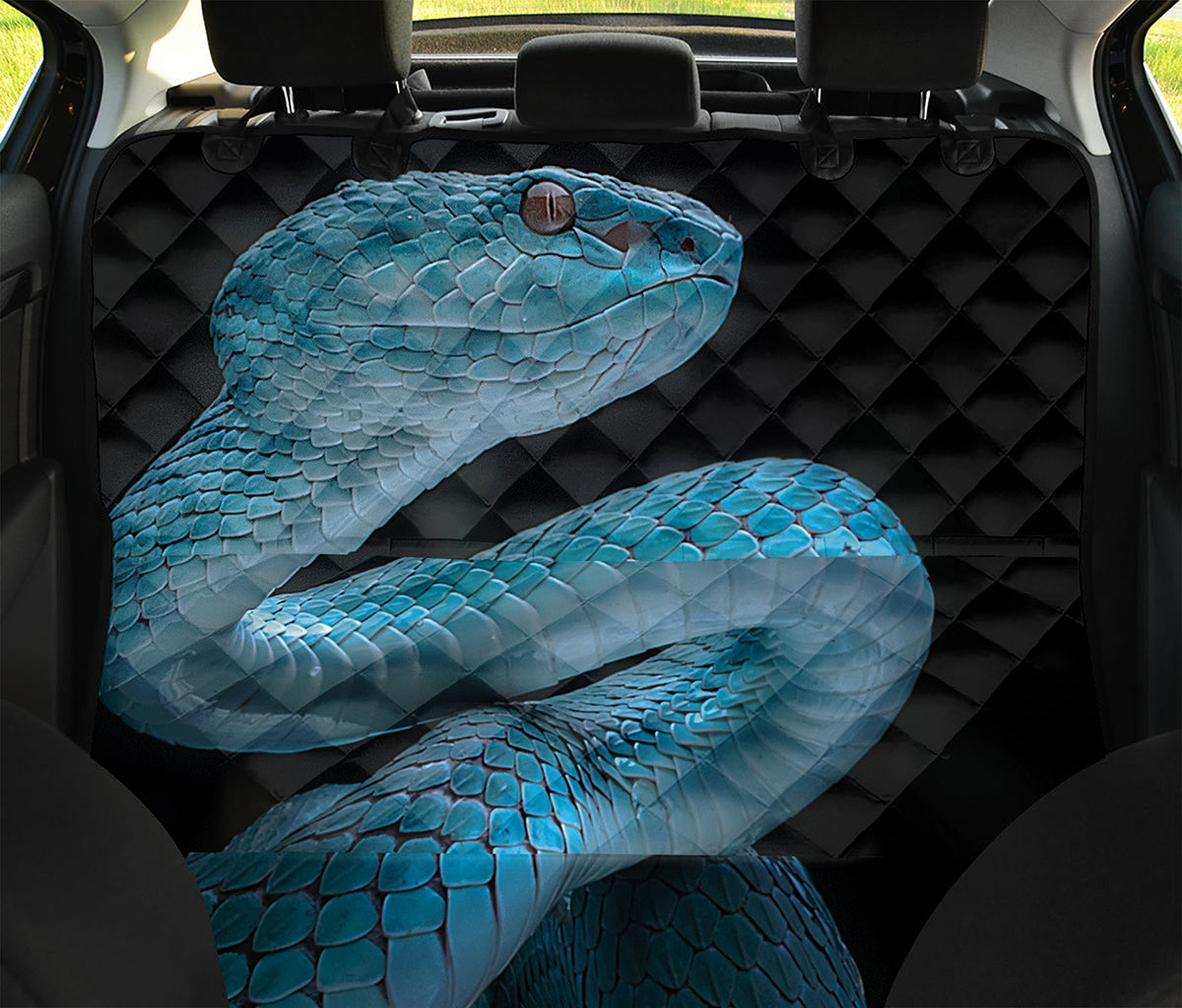 Turquoise Snake Print Pet Car Back Seat Cover